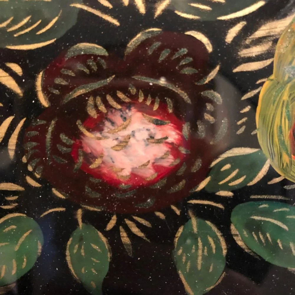 Vintage Federal type Split Mirror and Floral painting 11' by 21